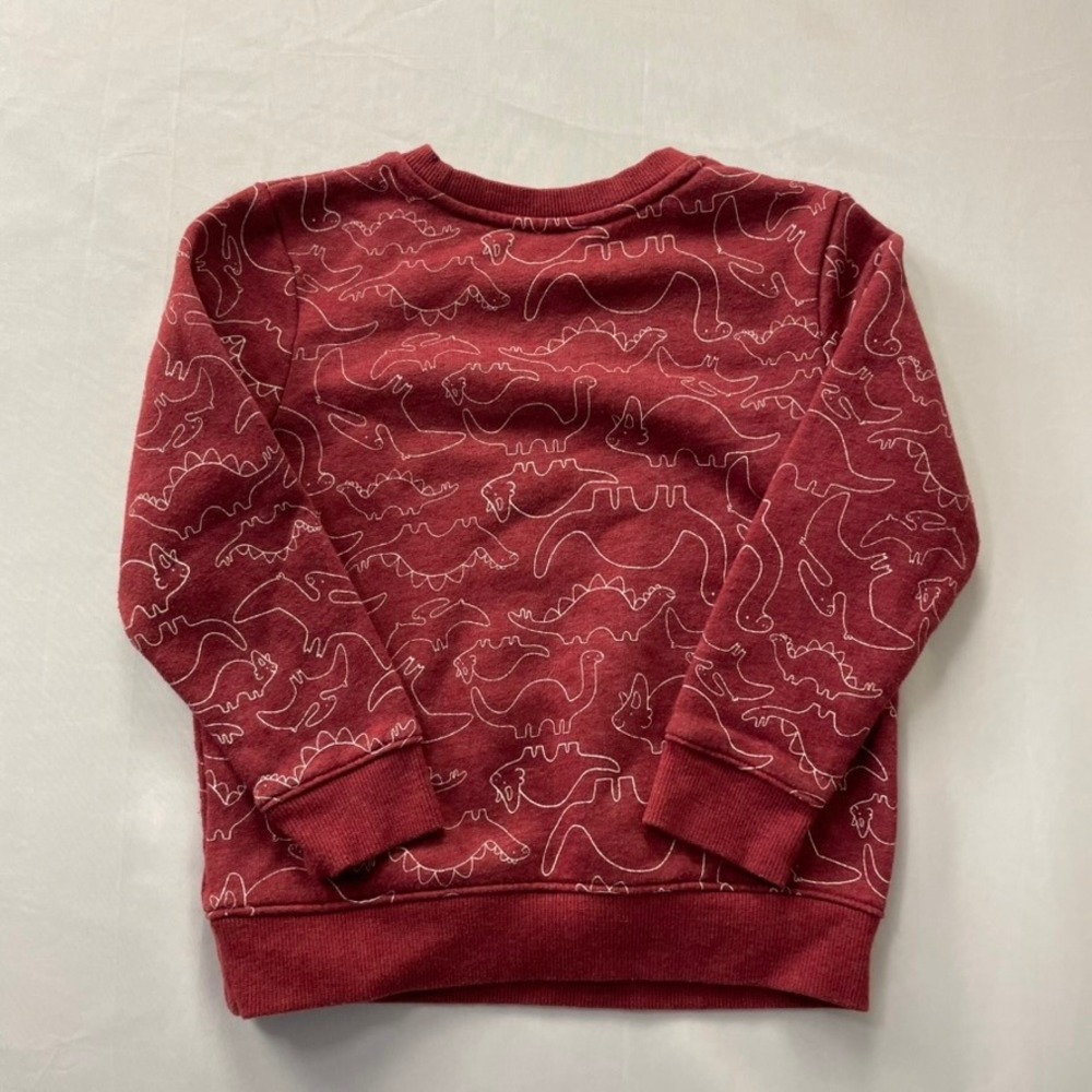 Cat & Jack Boys Dinosaur Print Sweatshirt Red Crewneck Pullover Size 5T - Picture 2 of 3